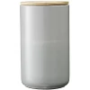Pot en céramique gris avec couvercle en bois H16,5 cm < Gifi