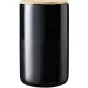 Pot en céramique noir avec couvercle en bois H16,5 cm