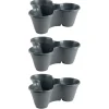 Pot en plastique bleu 3 compartiments Ø24xH9cm (Lot de 3)