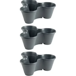 Pot en plastique bleu 3 compartiments Ø24xH9cm (Lot de 3)