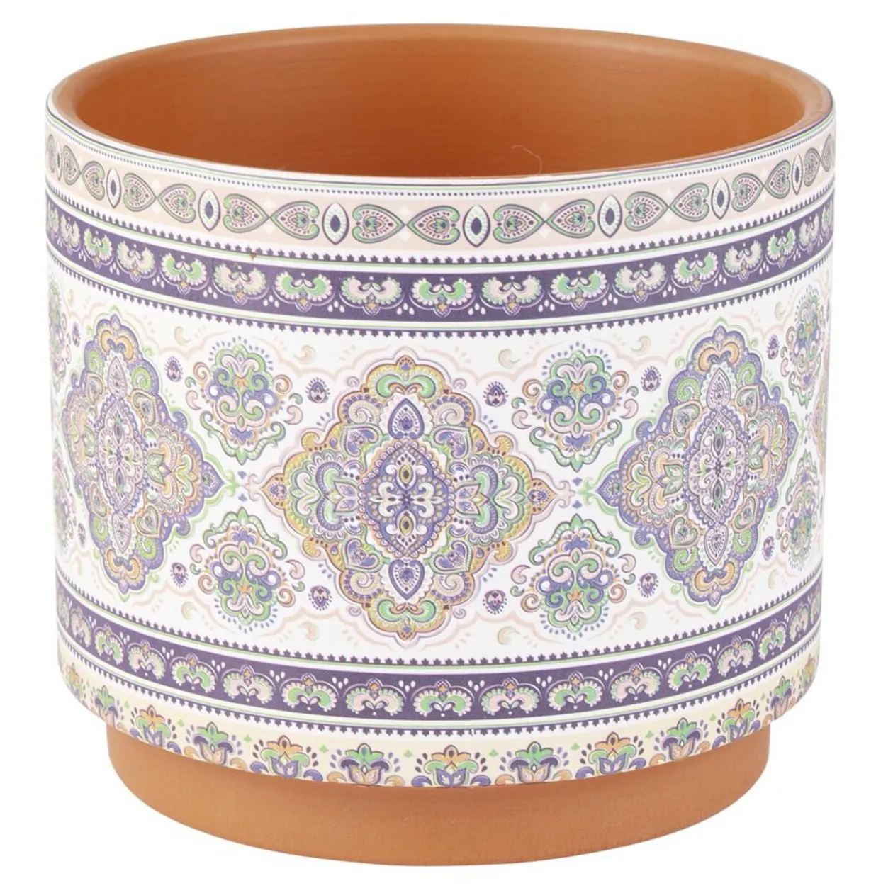 Pot en terre cuite imprimée Ø14xH12cm (4 modèles)