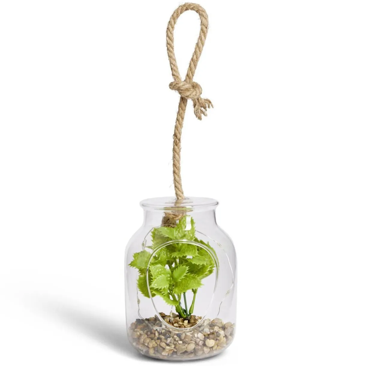 Pot en verre LED avec plante artificielle verte Ø11,5xH15,5cm < Gifi Hot