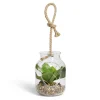 Pot en verre LED avec plante verte artificielle Ø11,5xH15,5cm