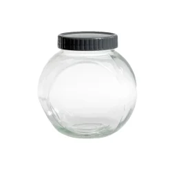 Pot en verre transparent avec couvercle plastique - 16x11,5xH.16cm