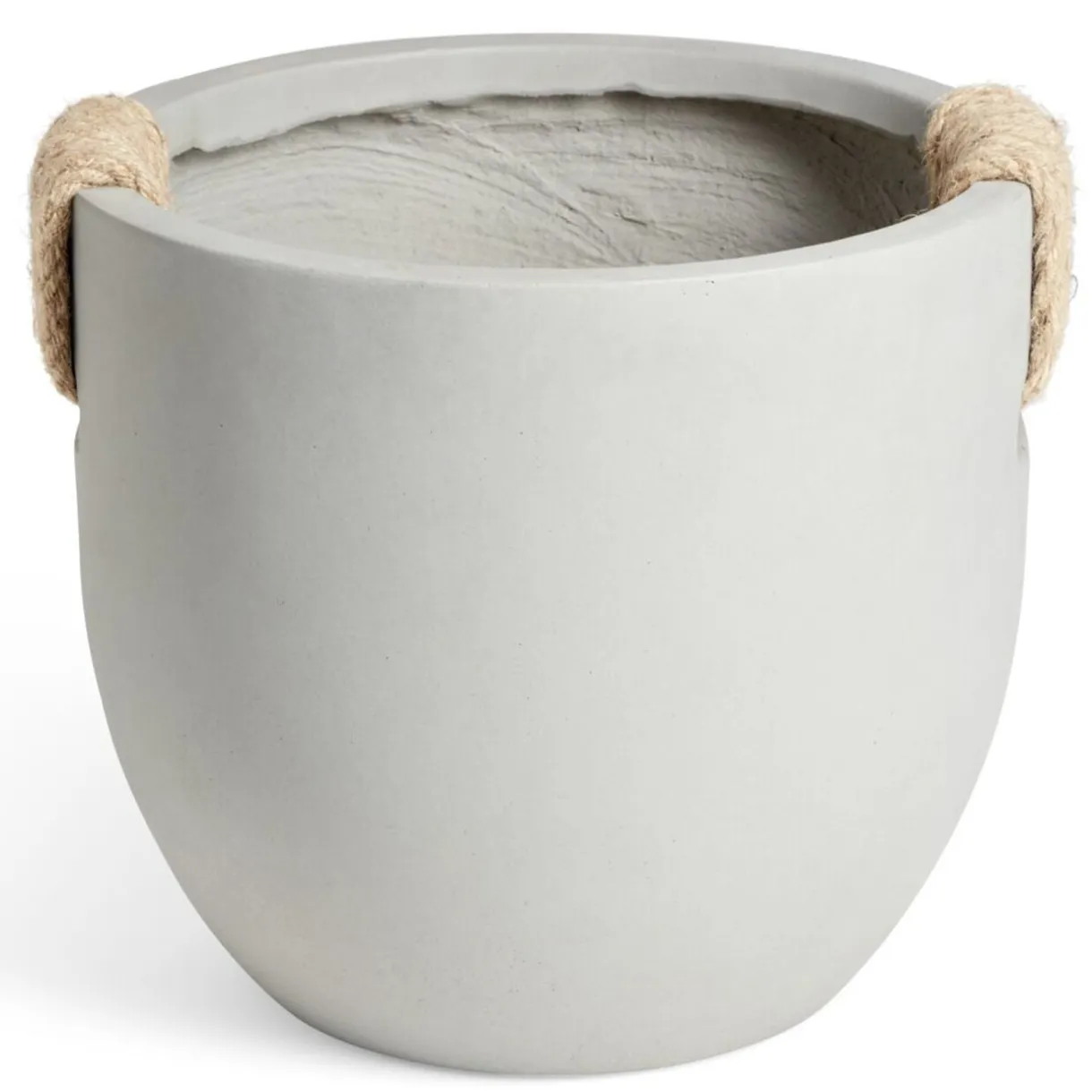 Pot fibre d'argile rond gris poignée en corde Ø30xH24cm < Gifi Best