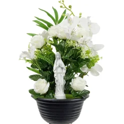 Pot fleur artificielle blanche décor coeur et vierge H45cm < Gifi Clearance