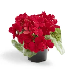 Pot fleur artificielle hortensia rouge 3 tiges H20cm