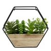 Pot hexagonal avec plantes vertes artificielles en bois et métal 20,5x5xH20,5cm < Gifi Hot