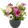 Pot marguerite et rose artificiel Ø16xH18cm jaune