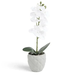 Pot orchidée artificielle blanche H31cm