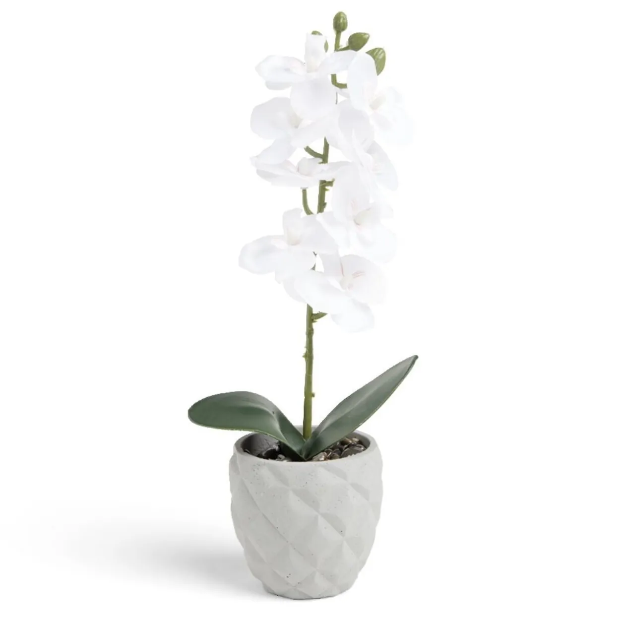Pot orchidée artificielle blanche H31cm