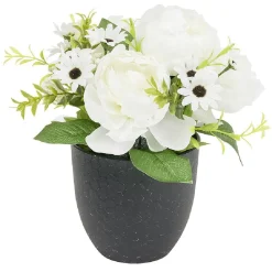 Pot pivoine artificiel Ø24xH25cm blanc