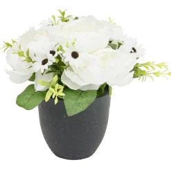 Pot pivoine artificiel Ø24xH25cm blanc