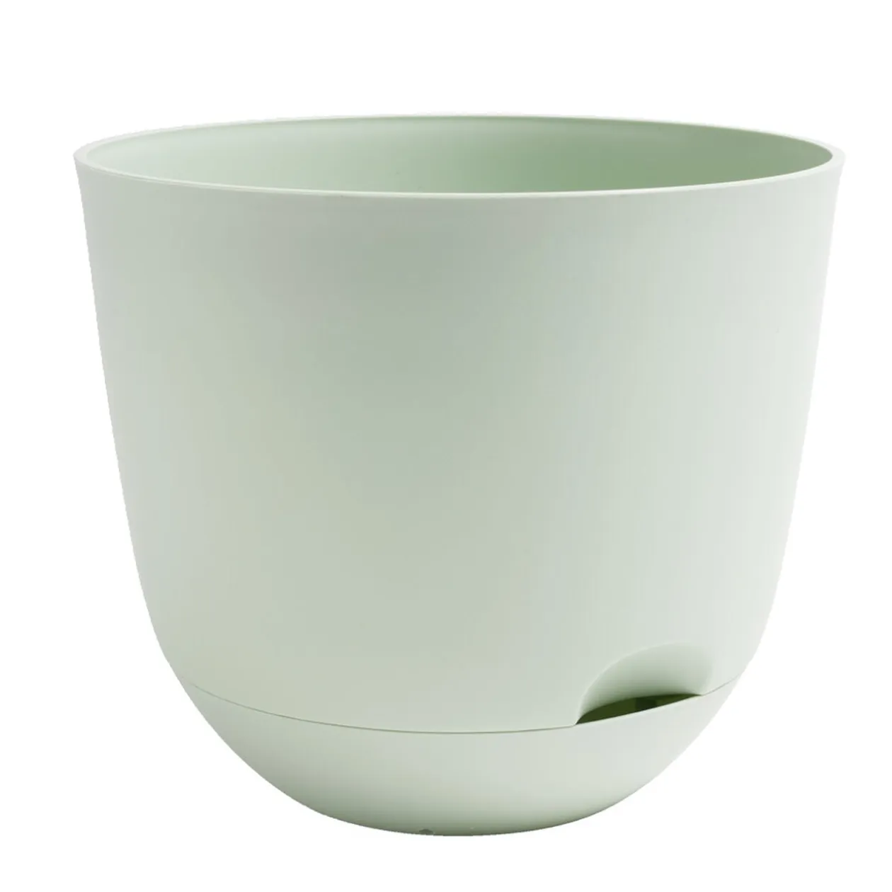 Pot rond avec réserve d'eau plastique vert Ø29,5xH25,8cm