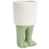 Pot rond en céramique avec pieds de dinosaure Ø10xH18cm (2 modèles) jaune ou vert