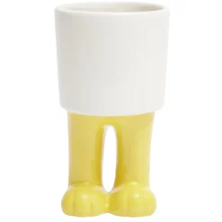 Pot rond en céramique avec pieds de dinosaure Ø10xH18cm (2 modèles) jaune ou vert