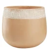 Pot rond en terre cuite naturel et blanc Ø38 cm < Gifi Clearance