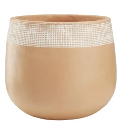 Pot rond en terre cuite naturel et blanc Ø38 cm < Gifi Clearance