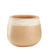 Pot rond en terre cuite naturel et blanc Ø28 cm < Gifi Online