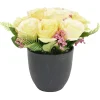 Pot rose artificielle Ø23xH23cm jaune