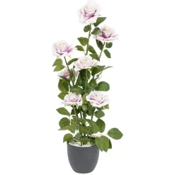 Pot rosier artificiel 7 têtes Ø25xH65cm rose