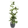 Pot rosier artificiel 7 têtes Ø25xH65cm blanc