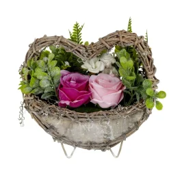 Pot rotin design coeur fleur artificielle < Gifi Outlet