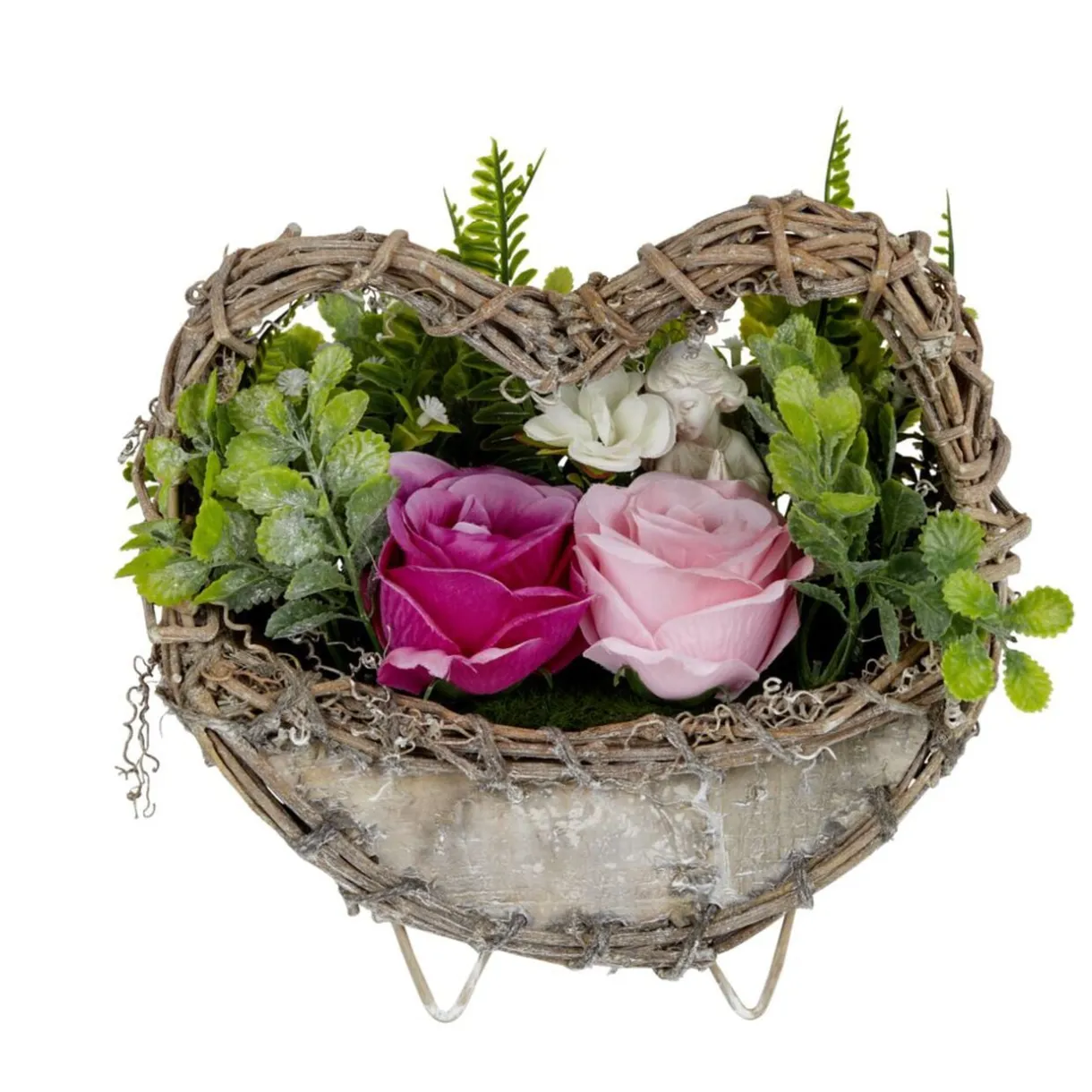 Pot rotin design coeur fleur artificielle < Gifi Outlet