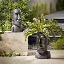Pot statue île de Pâques noir H40cm < Gifi Clearance
