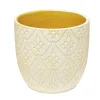 Pot terre cuite arabesque motifs losanges beige Ø13,5xH13,5cm