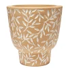 Pot terre cuite orange motif feuillage blanc Ø13,5xH13,5cm < Gifi Best