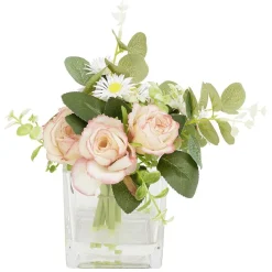 Pot verre transparent fleur artificielle L18x18xH22cm < Gifi Hot