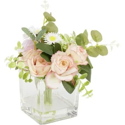Pot verre transparent fleur artificielle L18x18xH22cm < Gifi Hot