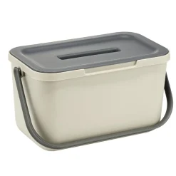 Poubelle compost de porte 4L plastique gris et beige 25,5x16,5xH14cm
