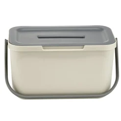Poubelle compost de porte 4L plastique gris et beige 25,5x16,5xH14cm