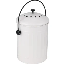 Poubelle à compost 5L avec filtre à charbon métal blanc Ø19xH22,5cm < Gifi