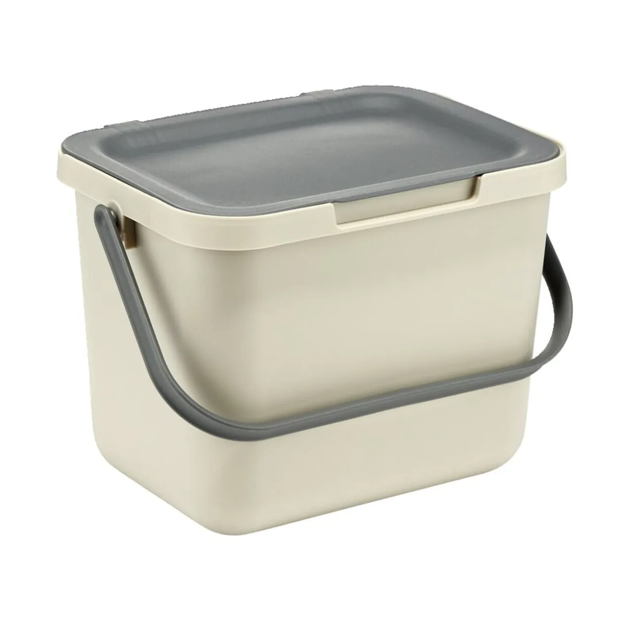 Poubelle à compost 6L plastique gris et beige 25,5x19xH18,5cm