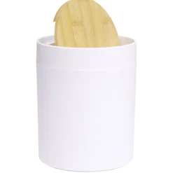 Poubelle à coton ronde métal blanc Ø13,7xH17,3cm 2,5L