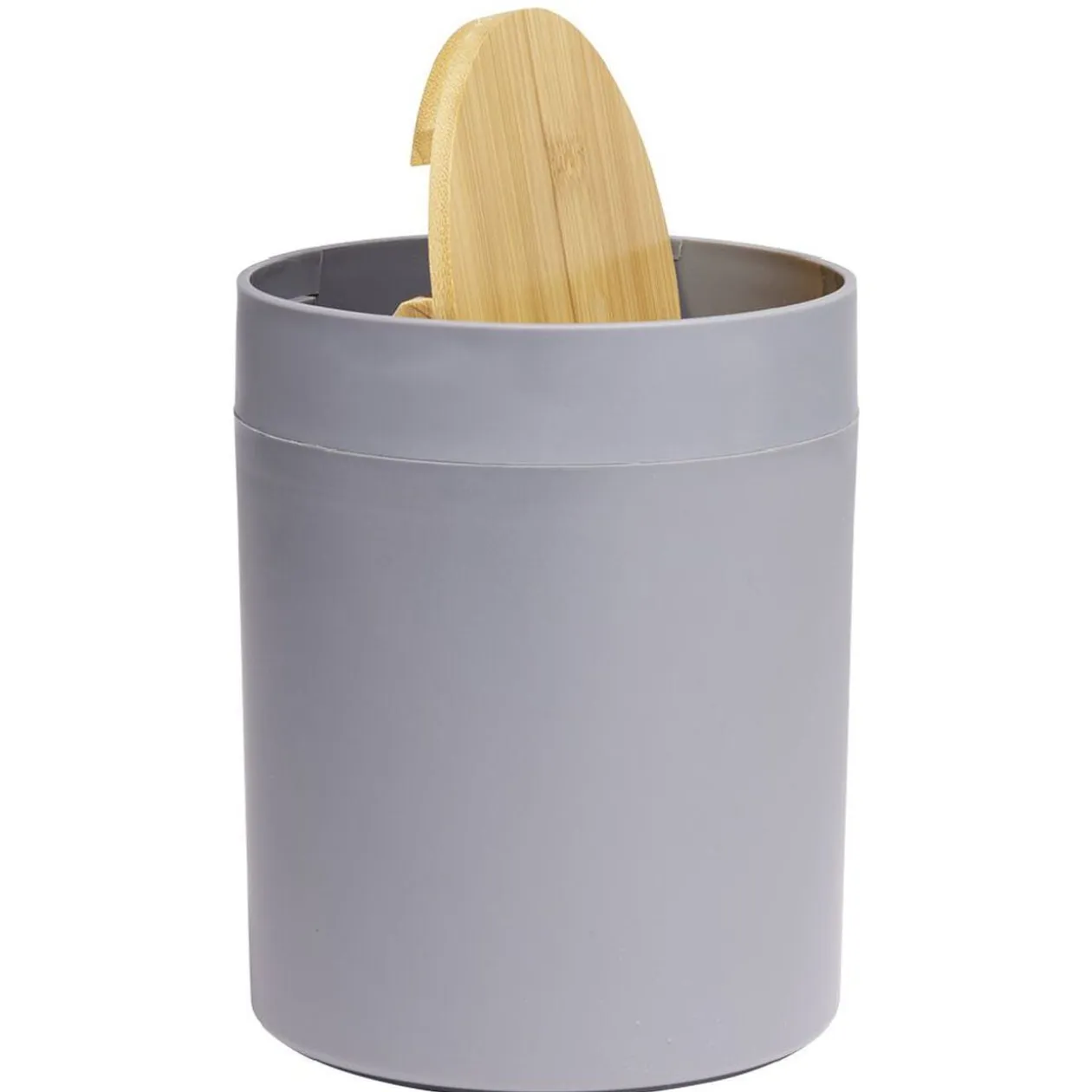 Poubelle à coton ronde métal gris Ø13,7xH17,3cm 2,5L