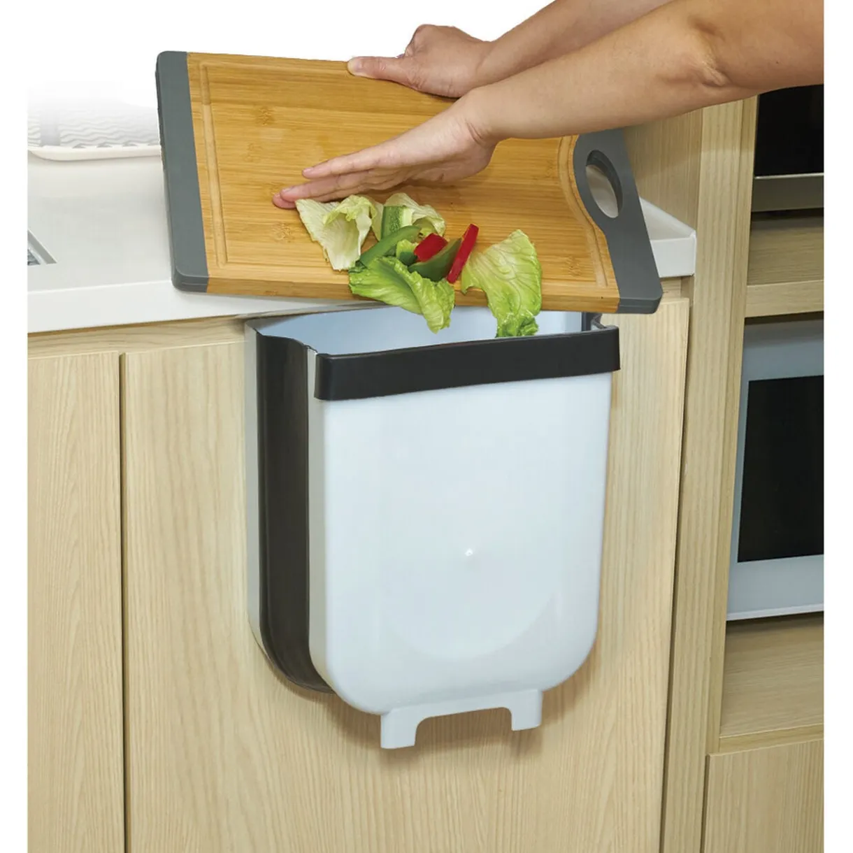 Poubelle de porte amovible et rétractable 8 L gris < Gifi New
