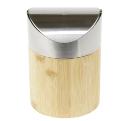 Poubelle de table en bambou et métal Ø12xH16,5cm < Gifi Hot