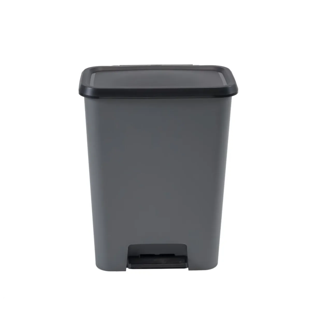 Poubelle de tri 2 compartiments 2x23L à pédale et rabat 48x29xH63cm grise et noire < Gifi Discount