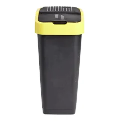 Poubelle de tri pour plastique 60L plastique jaune et noir