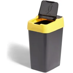 Poubelle de tri pour plastique 18L plastique jaune et noir