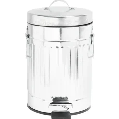 Poubelle en zinc gris avec pédale style rétro industriel Ø17xH28cm