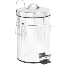 Poubelle en zinc gris avec pédale style rétro industriel Ø17xH28cm