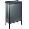 Poubelle haute 54L sur pieds avec couvercle push bleu perle H70cm < Gifi Online