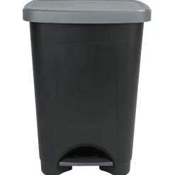 Poubelle à pédale 50 L noir et gris