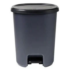 Poubelle à pédale 27L plastique noir et gris foncé 37x30xH46cm