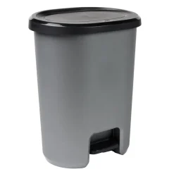 Poubelle à pédale 27L plastique noir et gris clair 37x30xH46cm